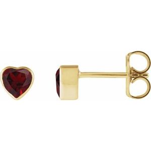 14K Yellow Gold Natural Mozambique Garnet Stud Earrings