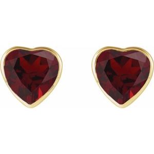 14K Yellow Gold Natural Mozambique Garnet Stud Earrings – image 2