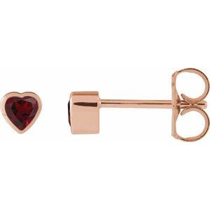 14K Rose Gold Natural Mozambique Garnet Stud Earrings