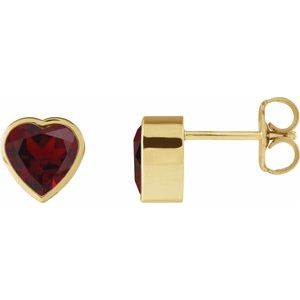 14K Yellow Gold Natural Mozambique Garnet Stud Earrings