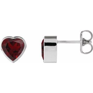 14K White Gold Natural Mozambique Garnet Stud Earrings