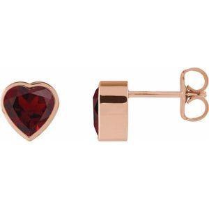 14K Rose Gold Natural Mozambique Garnet Stud Earrings