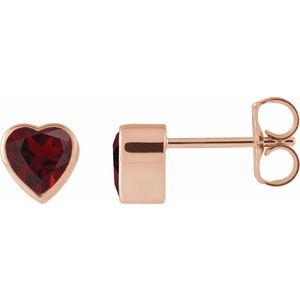 14K Rose Gold Natural Mozambique Garnet Stud Earrings