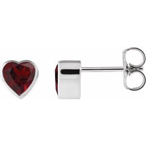 14K White Gold Natural Mozambique Garnet Stud Earrings