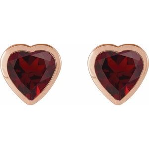 14K Rose Gold Natural Mozambique Garnet Stud Earrings – image 2