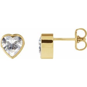 14K Yellow Gold Stuller Lab-Grown Moissanite Stud Earrings