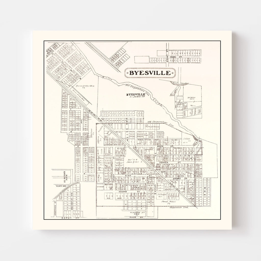 Vintage Map of Byesville, Ohio 1902