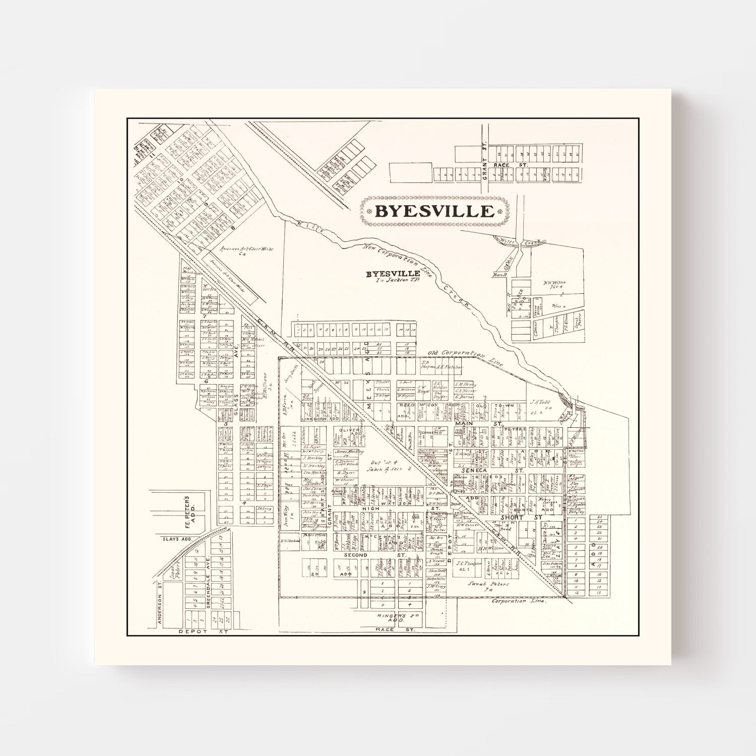Vintage Map of Byesville, Ohio 1902