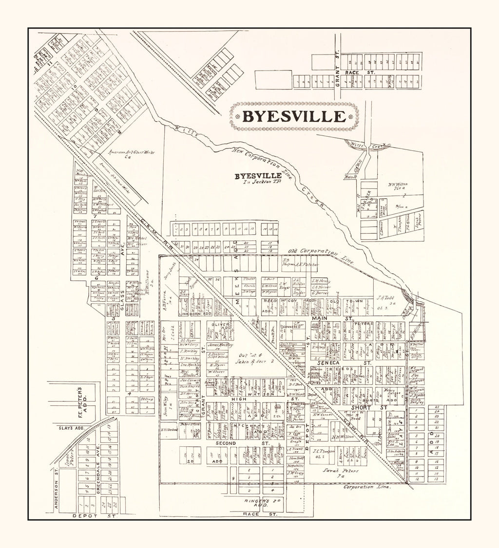 Vintage Map of Byesville, Ohio 1902