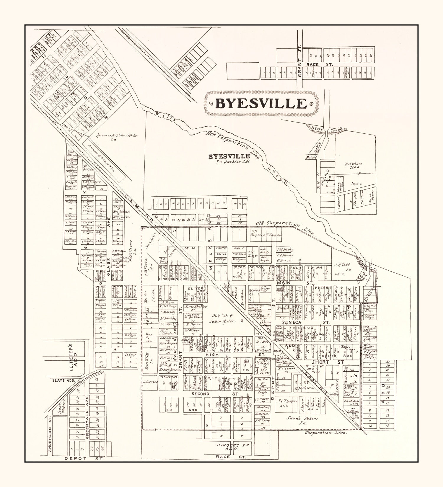 Vintage Map of Byesville, Ohio 1902