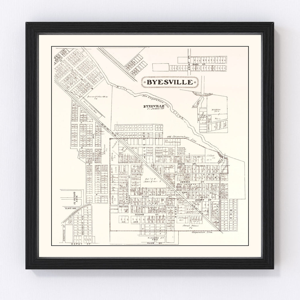 Vintage Map of Byesville, Ohio 1902
