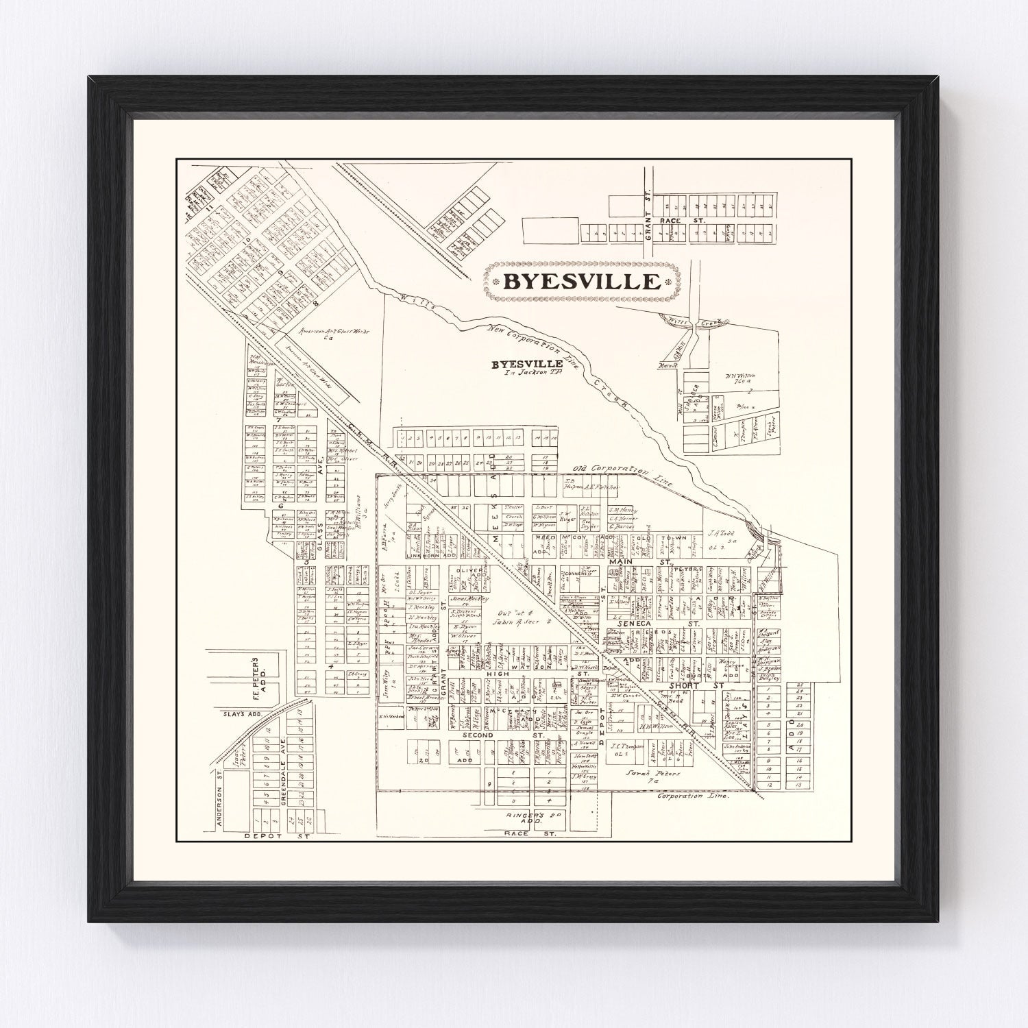 Vintage Map of Byesville, Ohio 1902