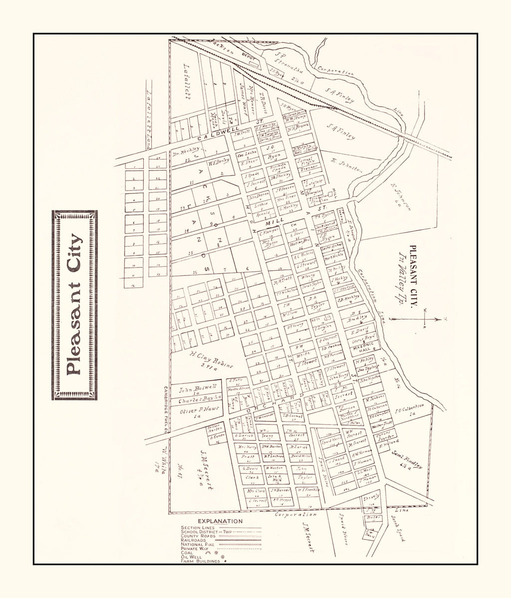 Vintage Map of Pleasant, Ohio 1902