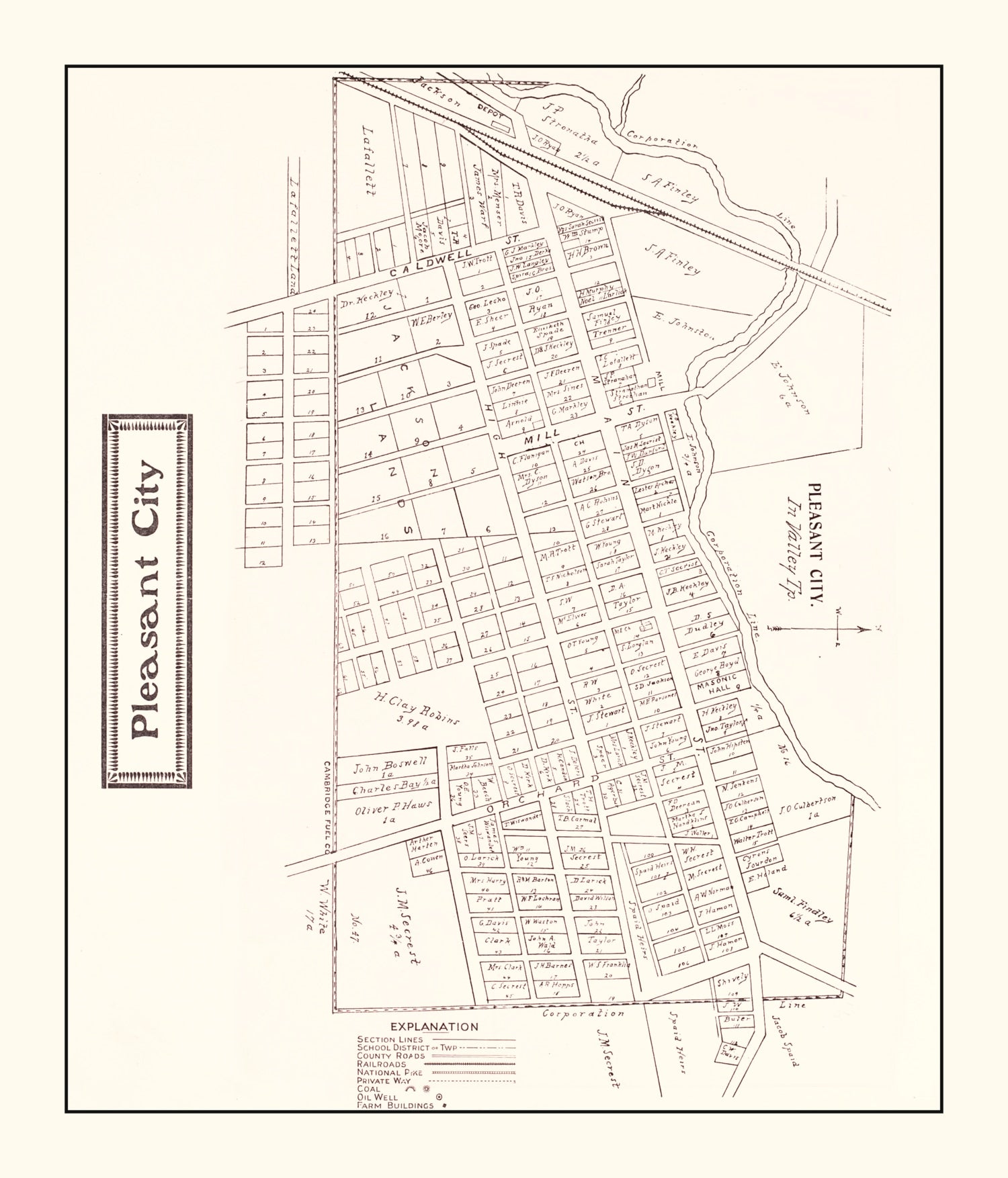 Vintage Map of Pleasant, Ohio 1902