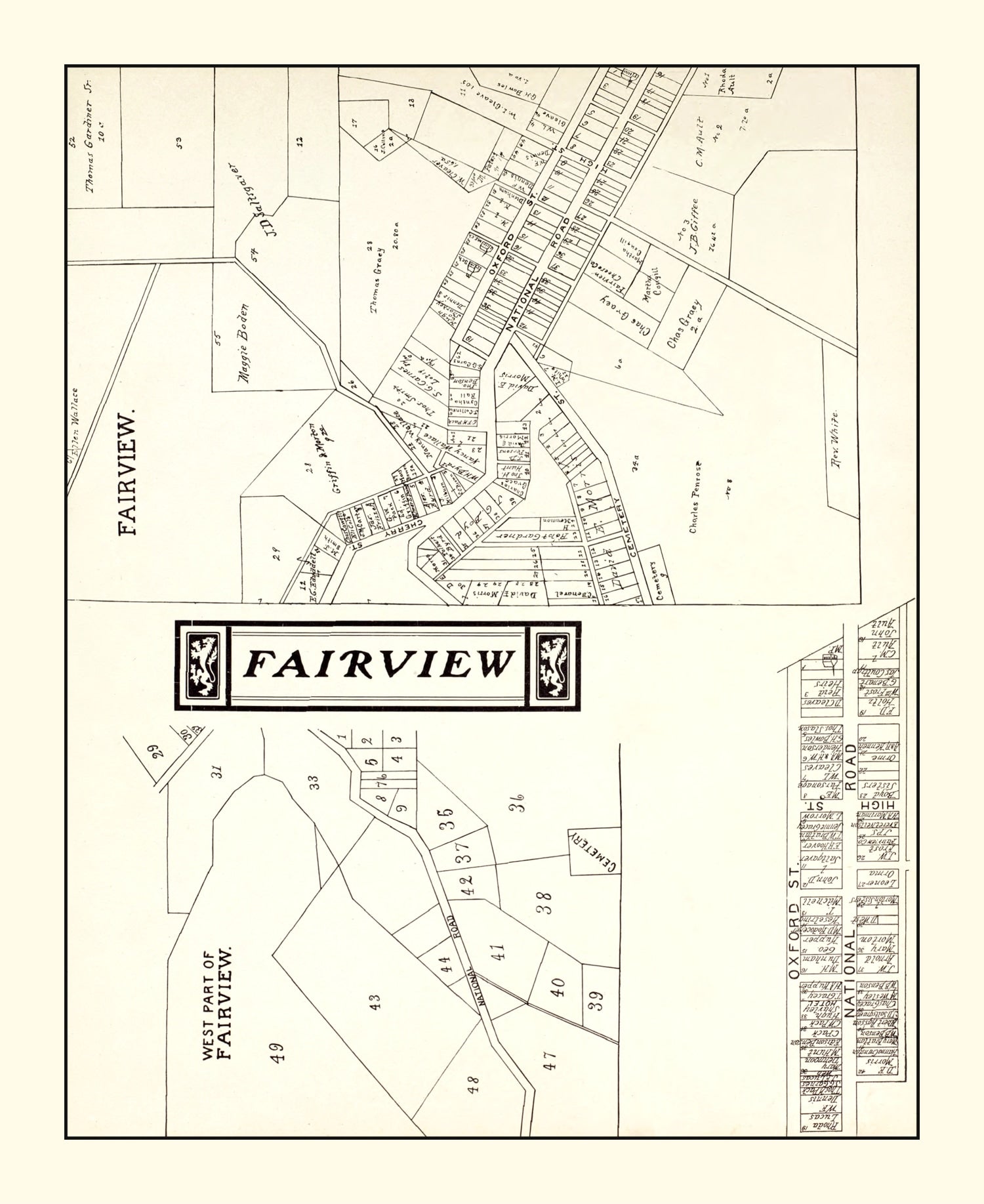 Vintage Map of Fairview, Ohio 1902