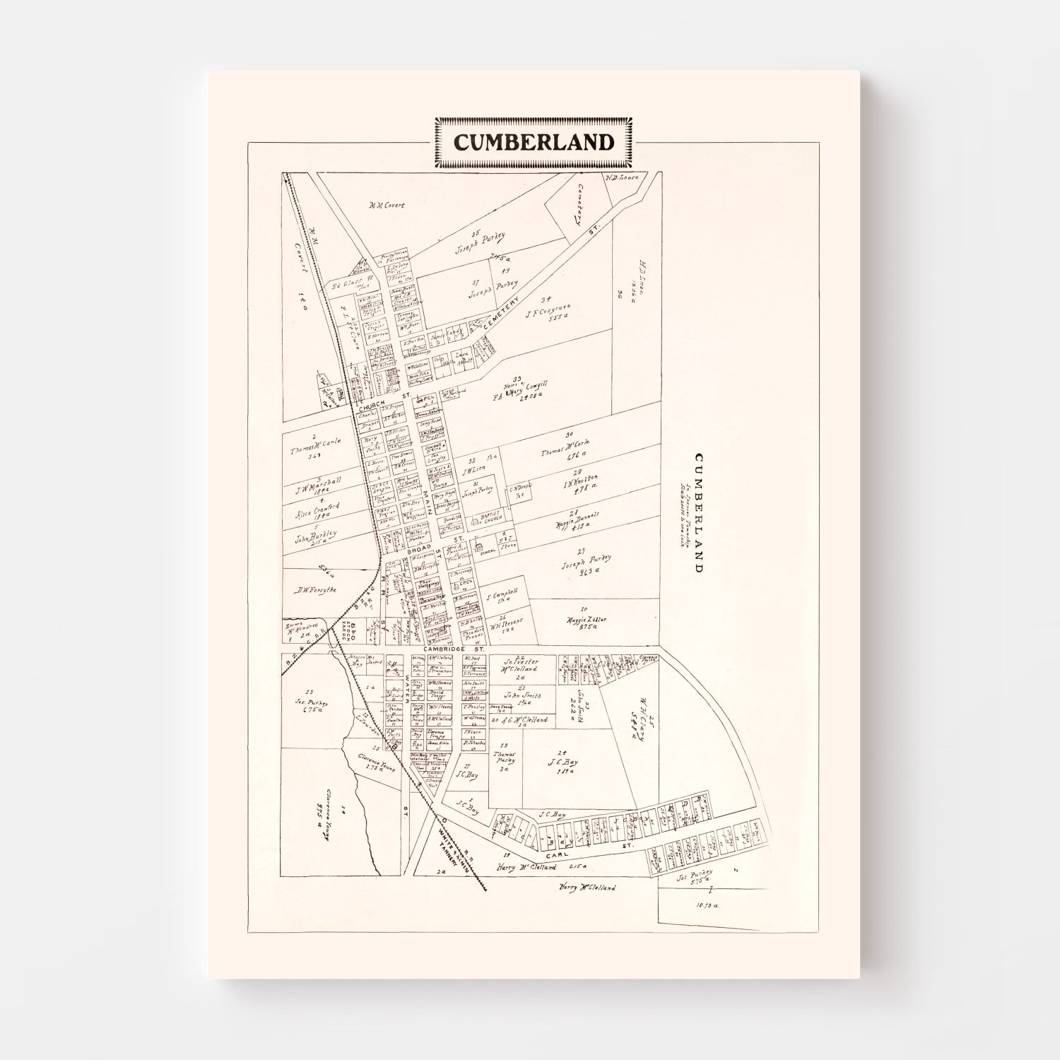 Vintage Map of Cumberland, Ohio 1902