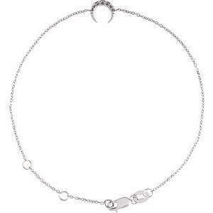 14K White Gold Accented Crescent Moon 6 1/2-7 1/2 Bracelet Mounting
