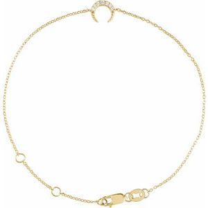 14K Yellow Gold .04 CTW Natural Diamond Crescent Moon 6 1/2-7 1/2 Bracelet