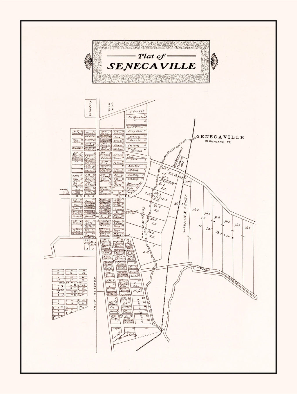 Vintage Map of Senecaville, Ohio 1902