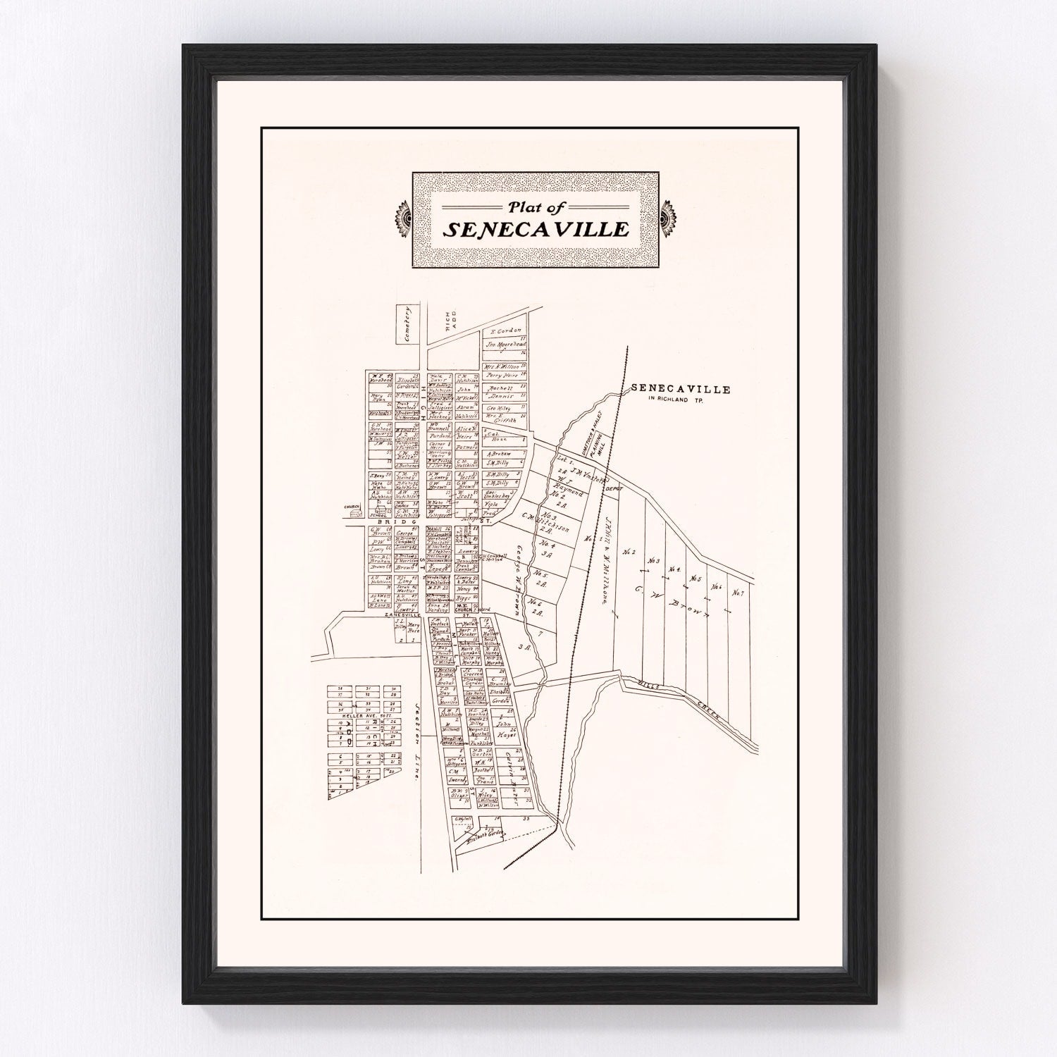 Vintage Map of Senecaville, Ohio 1902