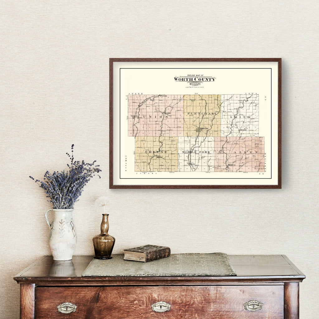 Vintage Map of Worth County, Missouri 1902