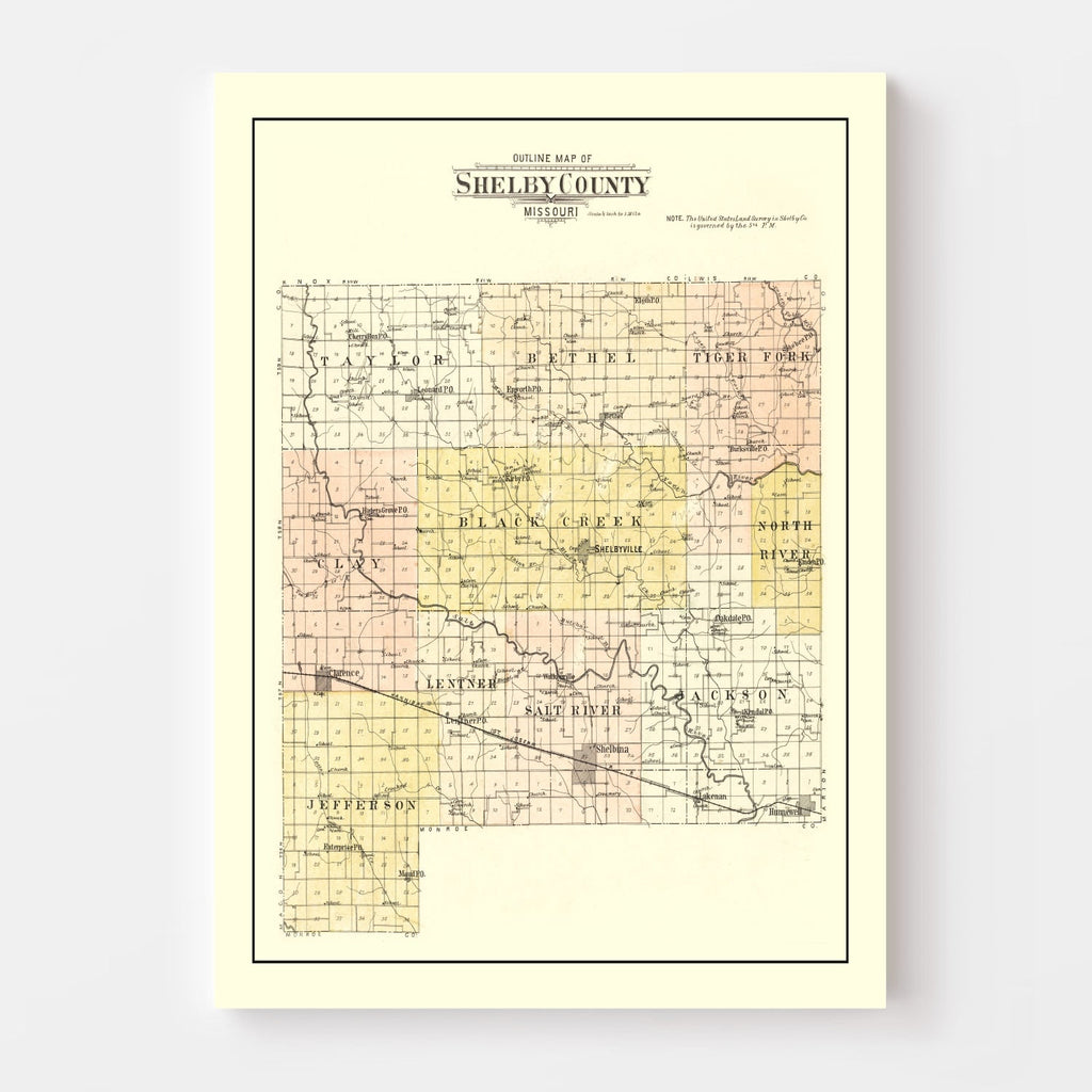 Vintage Map of Shelby County, Missouri 1902
