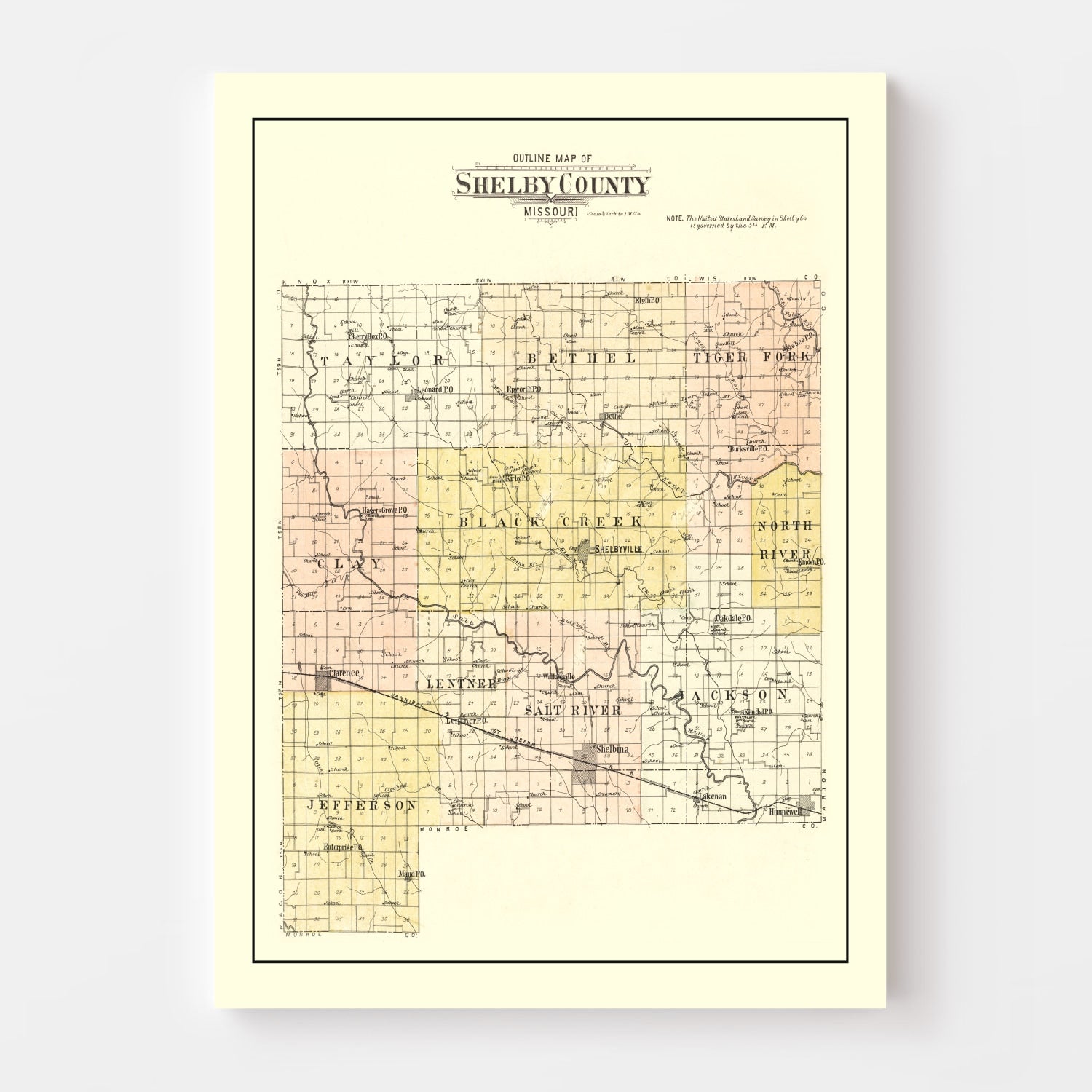 Vintage Map of Shelby County, Missouri 1902