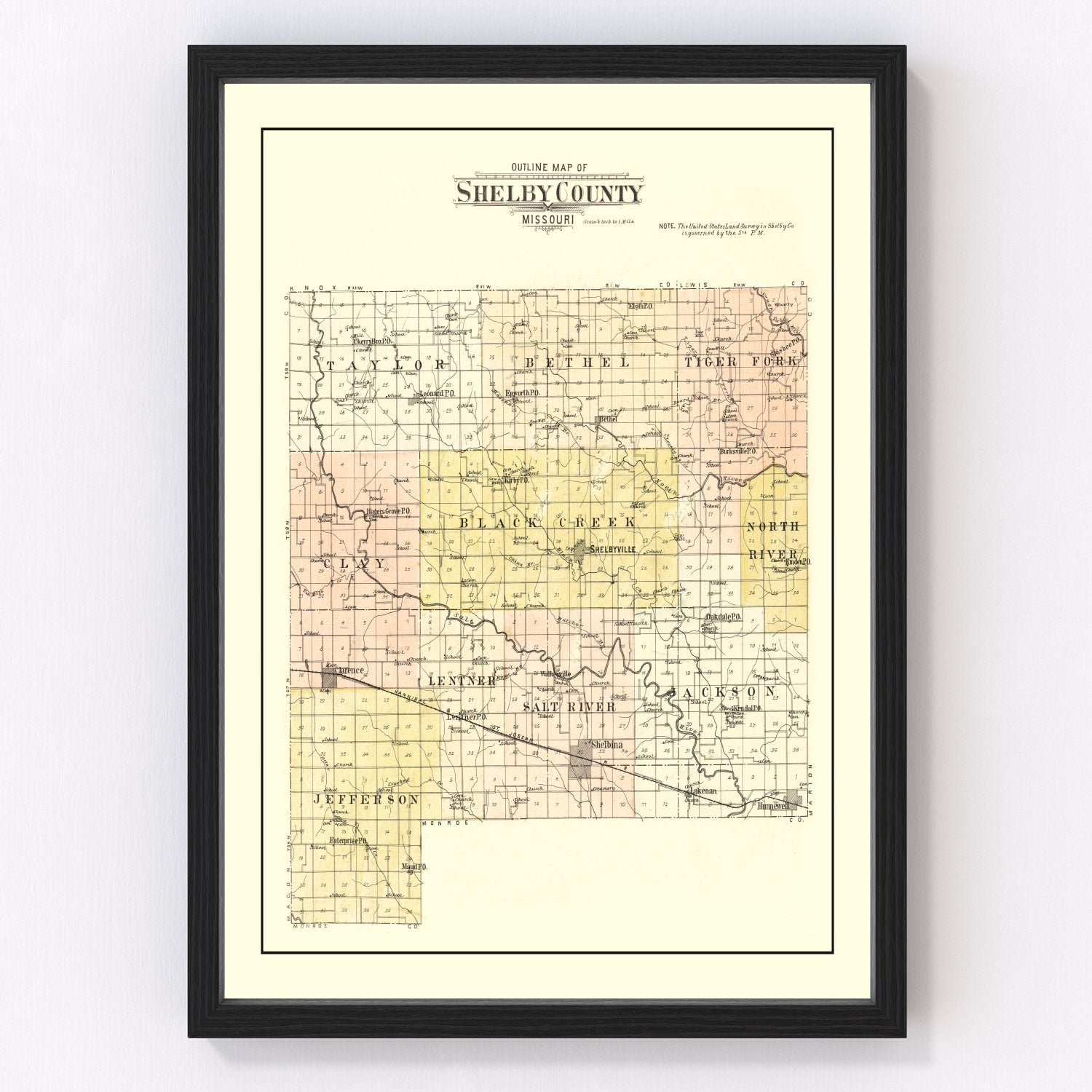 Vintage Map of Shelby County, Missouri 1902