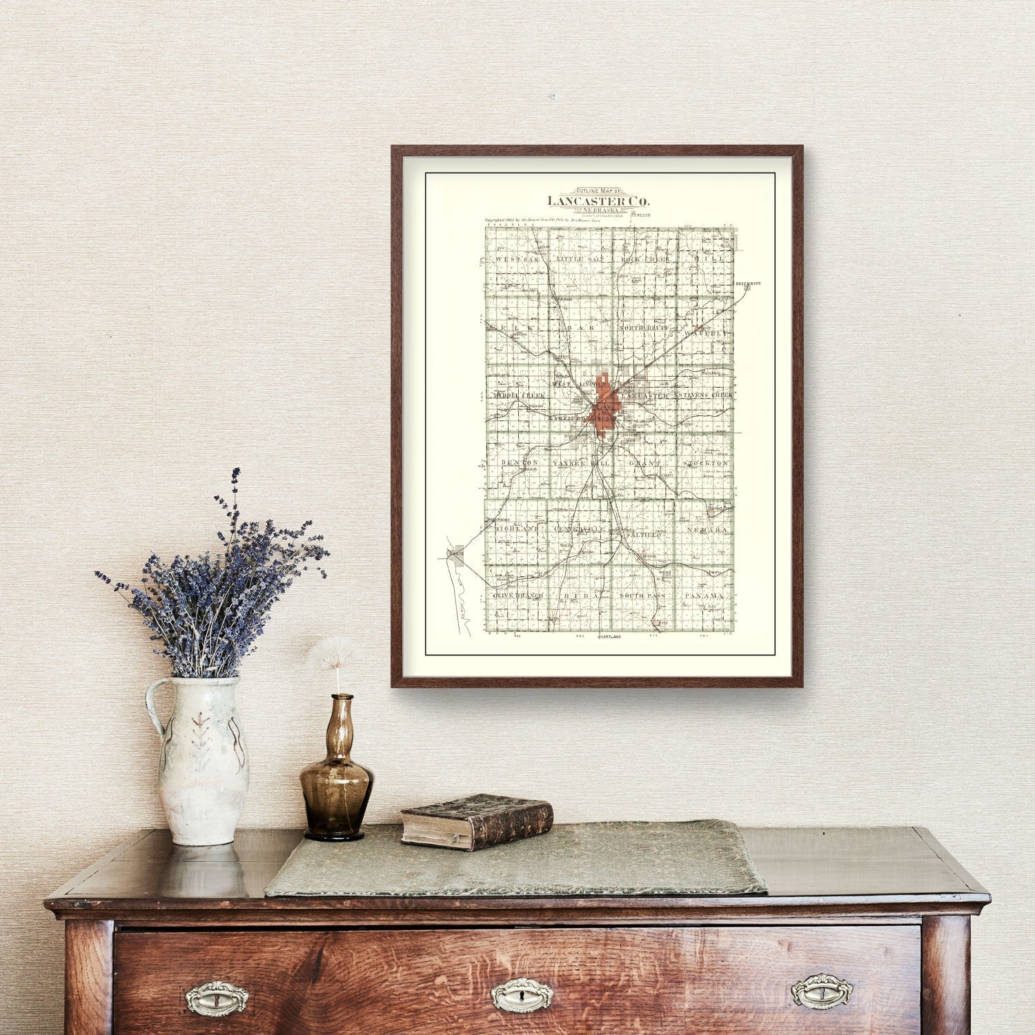 Vintage Map of Lancaster County, Nebraska 1903