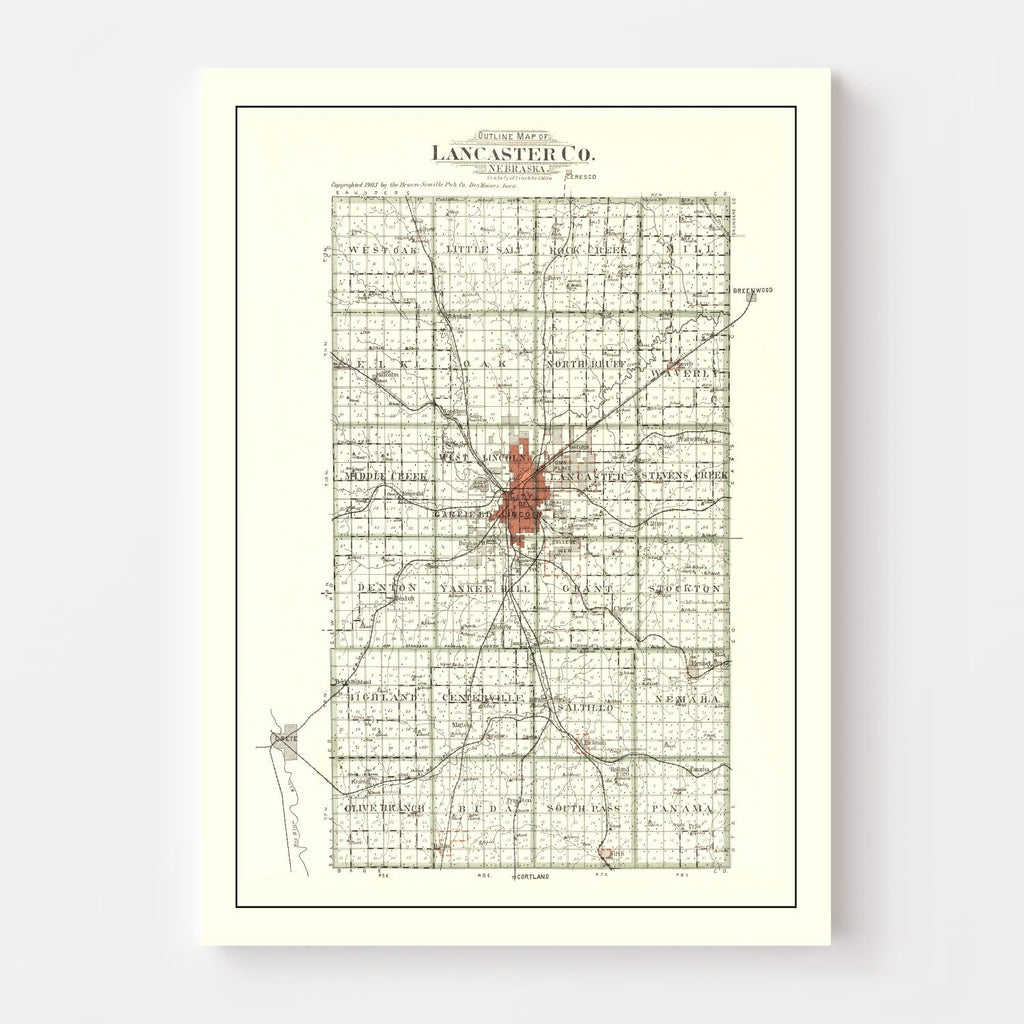 Vintage Map of Lancaster County, Nebraska 1903