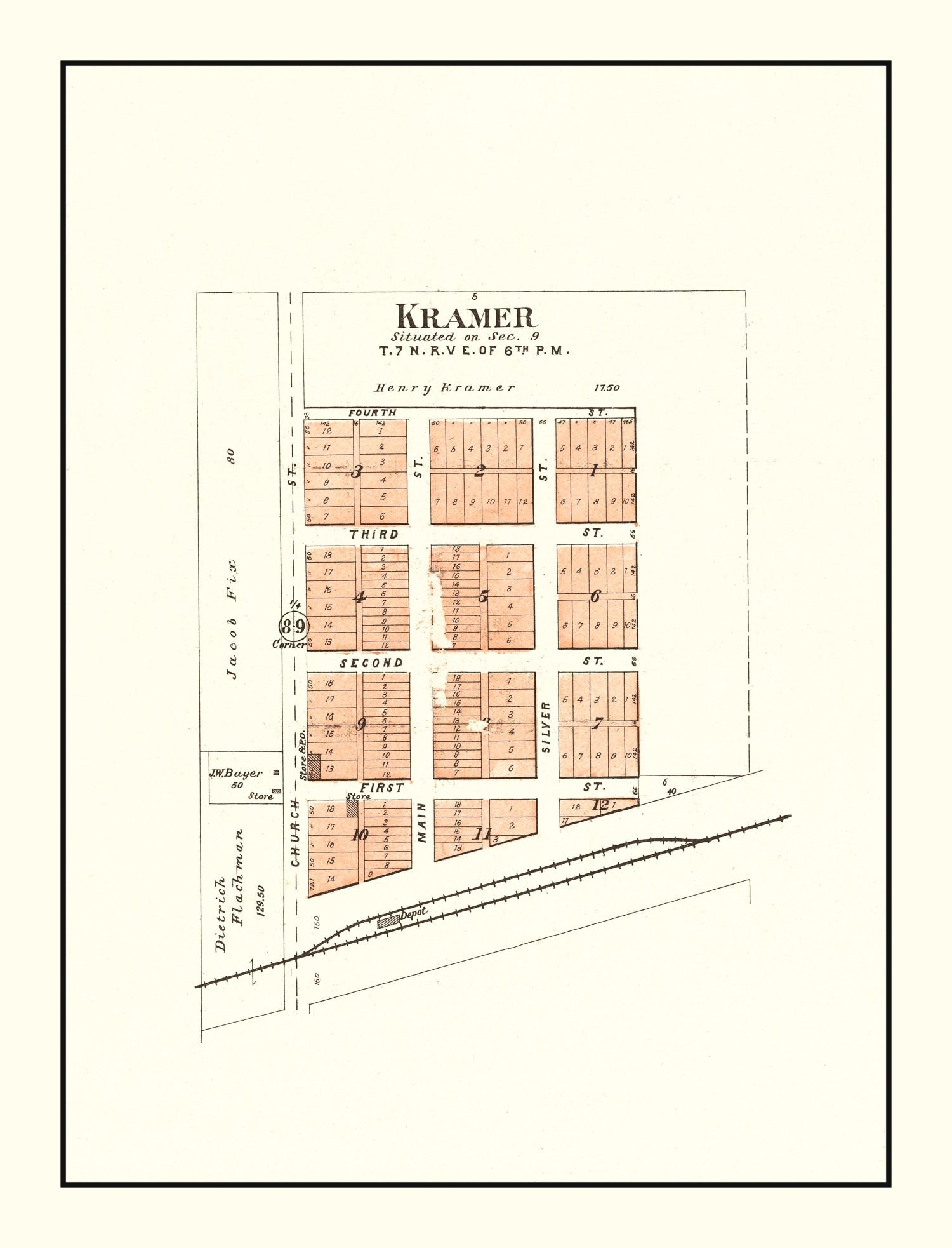 Vintage Map of Kramer, Nebraska 1903