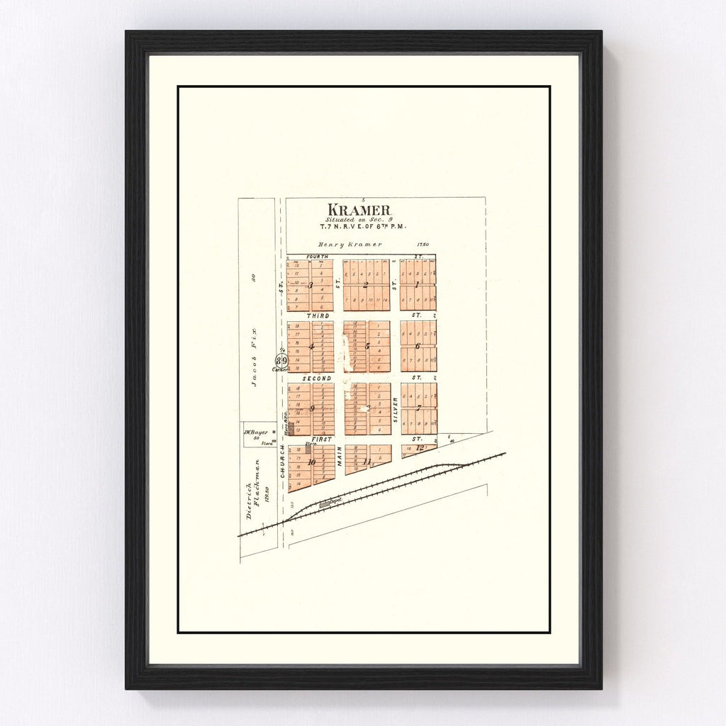 Vintage Map of Kramer, Nebraska 1903