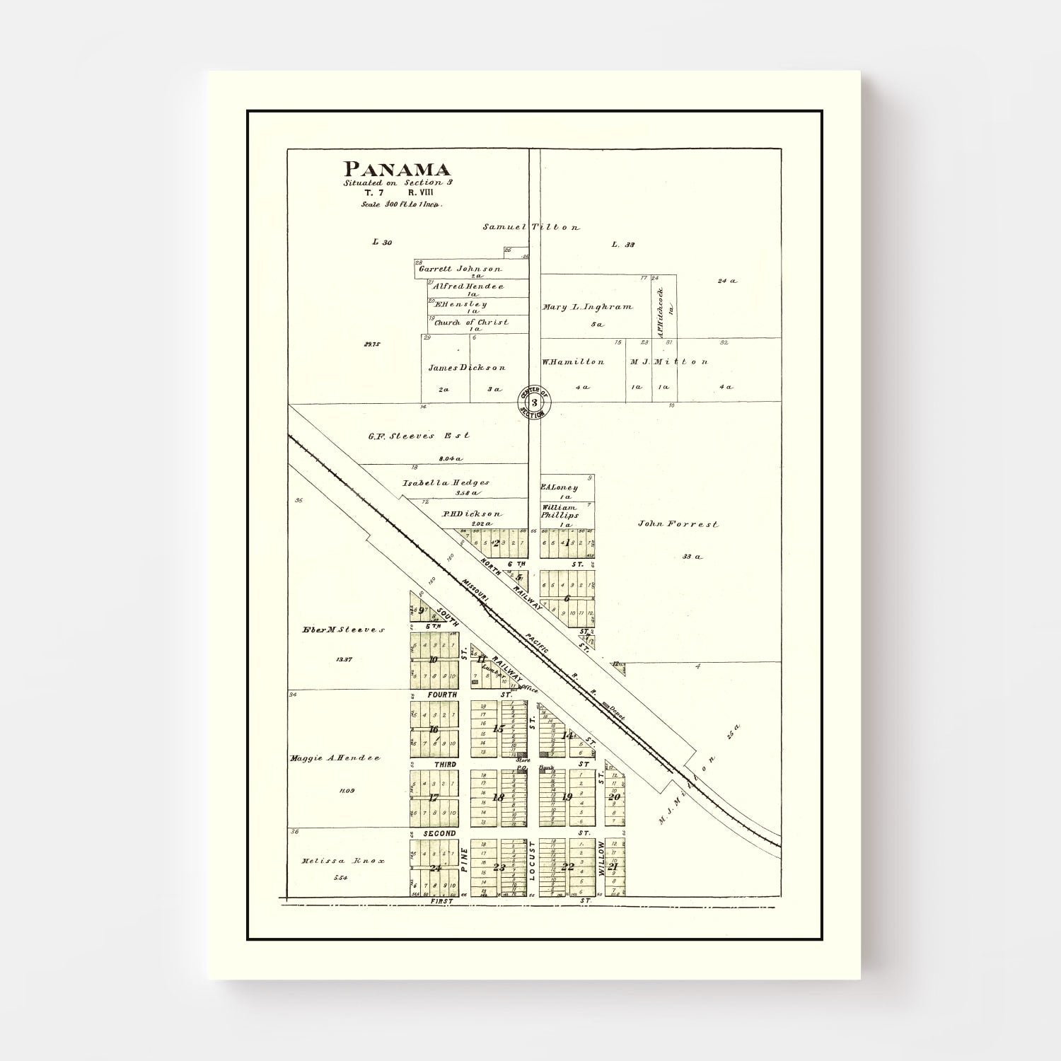 Vintage Map of Panama, Nebraska 1903