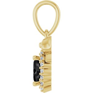 14K Yellow Gold Natural Black Onyx & .04 CTW Natural Diamond Bow Pendant
