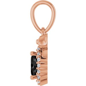 14K Rose Gold Natural Black Onyx & .04 CTW Natural Diamond Bow Pendant