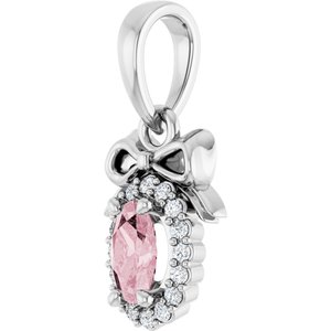Platinum Natural Pink Morganite & .04 CTW Natural Diamond Bow Pendant