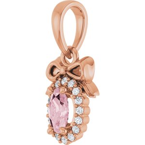 14K Rose Gold Natural Pink Morganite & .04 CTW Natural Diamond Bow Pendant