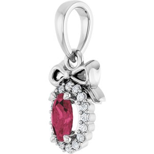 Sterling Silver Natural Rhodolite Garnet & .04 CTW Natural Diamond Bow Pendant