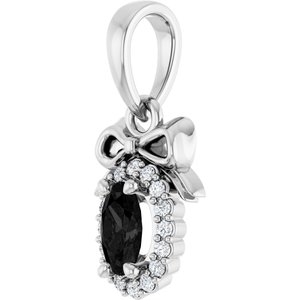Platinum Natural Black Onyx & .04 CTW Natural Diamond Bow Pendant