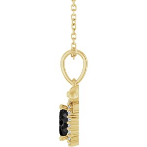 14K Yellow Gold Natural Black Onyx & .04 CTW Natural Diamond Bow 16-18" Necklace