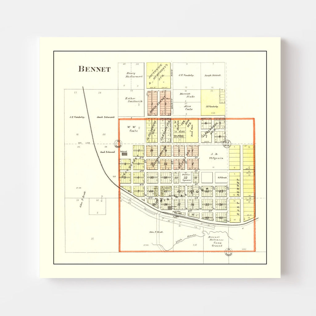 Vintage Map of Bennet, Nebraska 1903