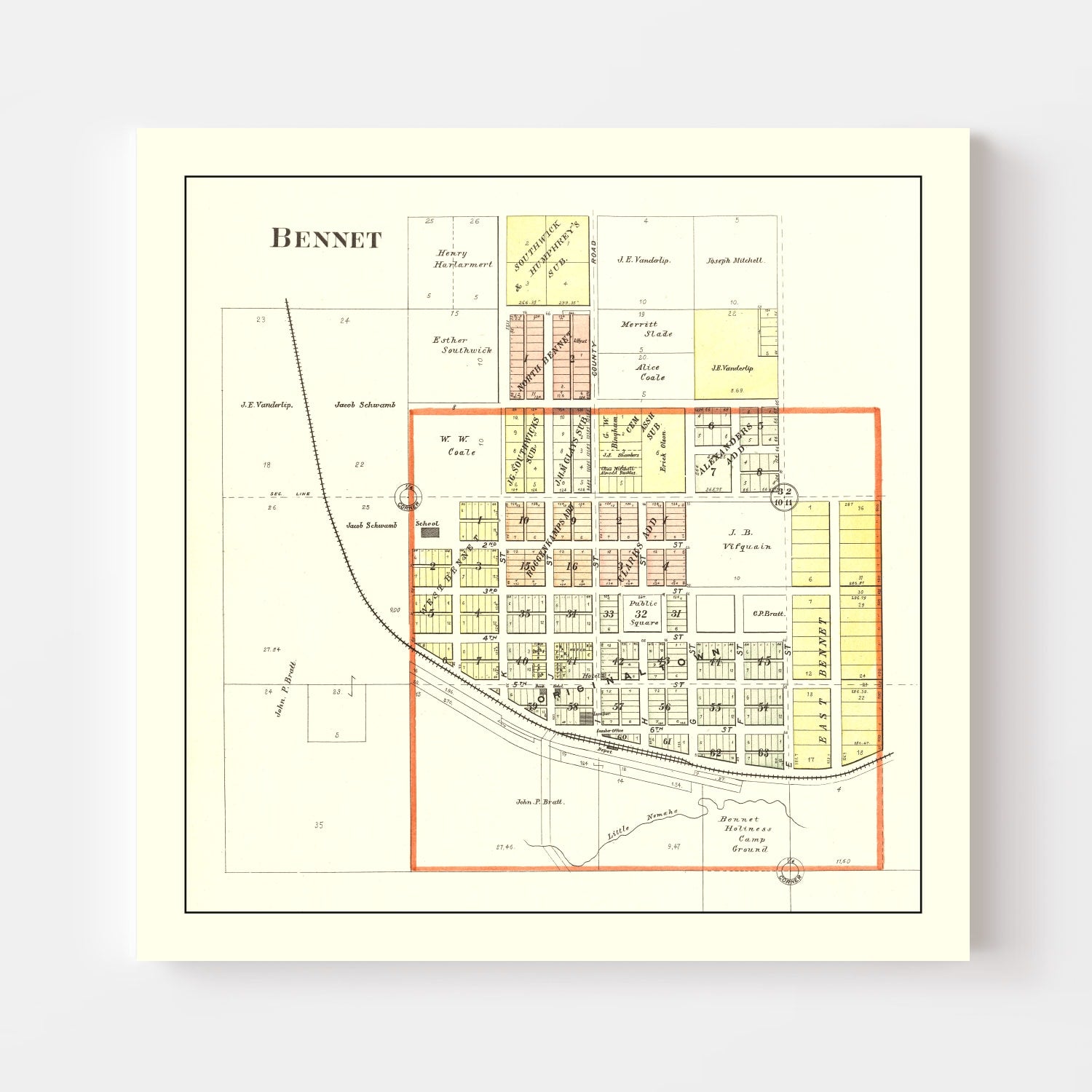 Vintage Map of Bennet, Nebraska 1903