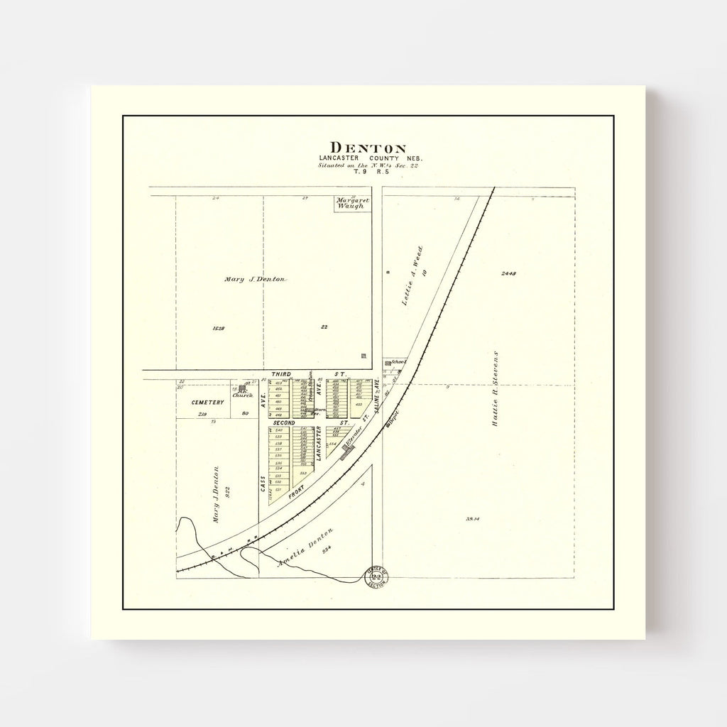 Vintage Map of Denton, Nebraska 1903