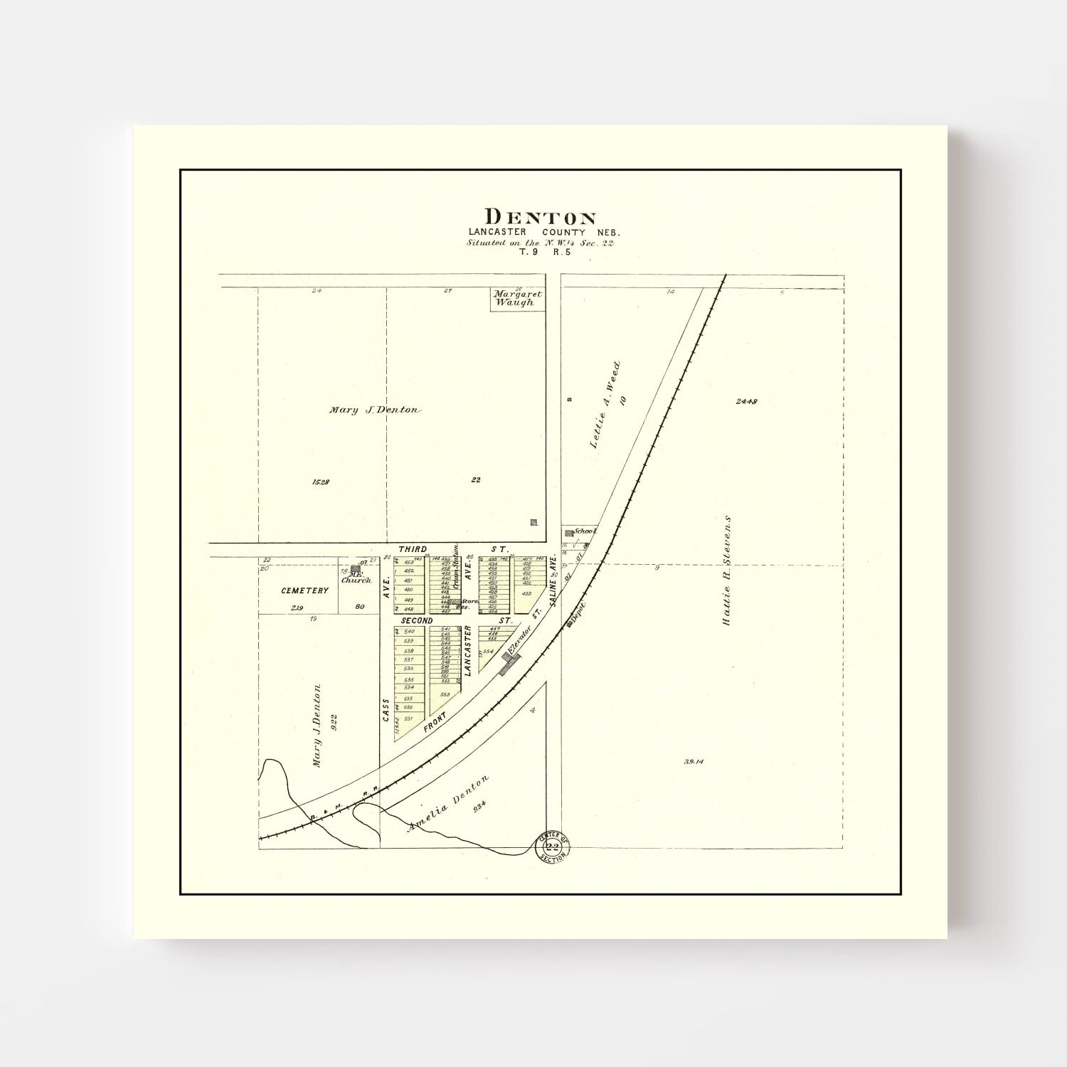 Vintage Map of Denton, Nebraska 1903