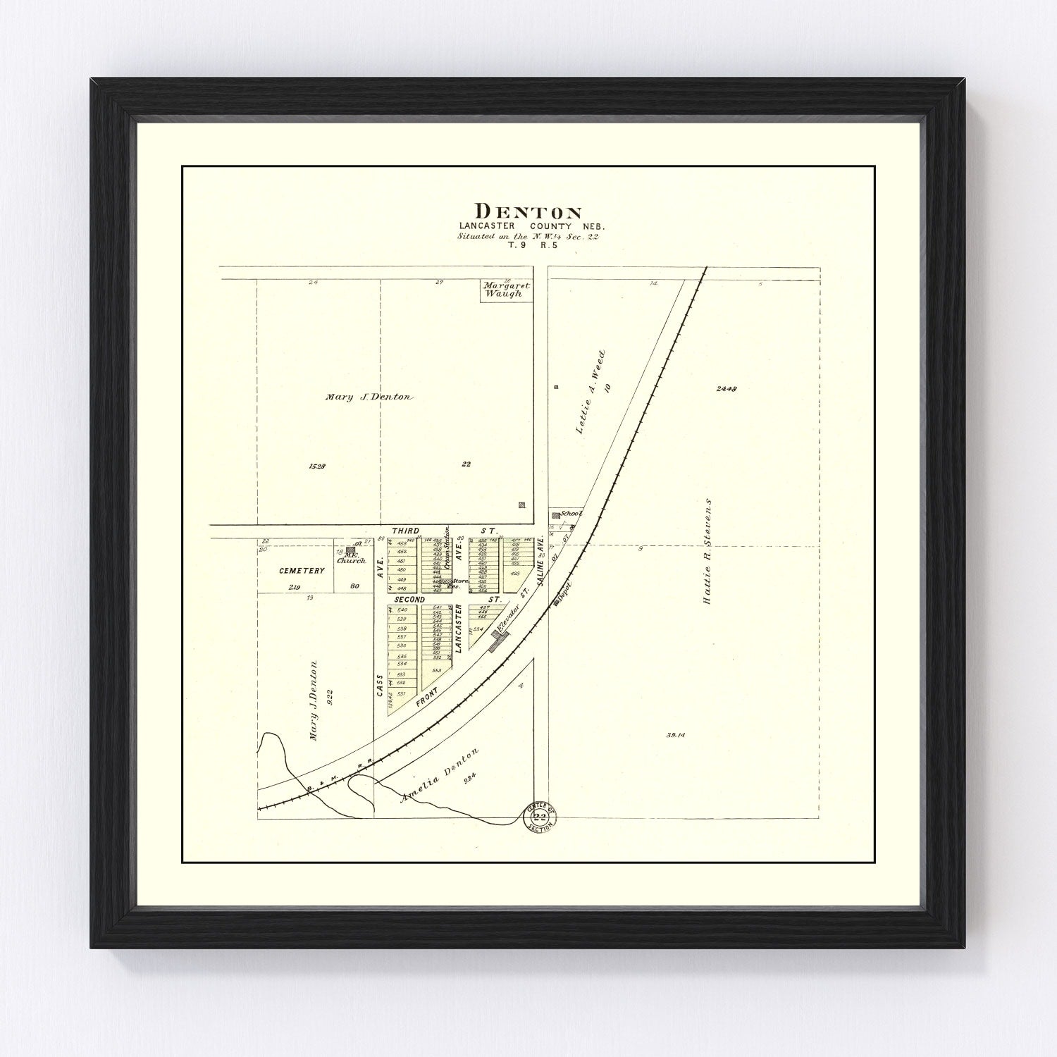 Vintage Map of Denton, Nebraska 1903