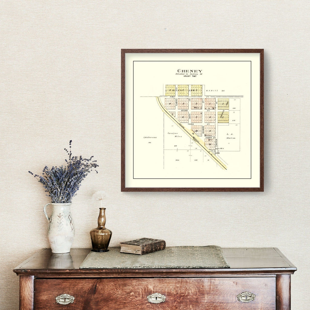 Vintage Map of Cheney, Nebraska 1903