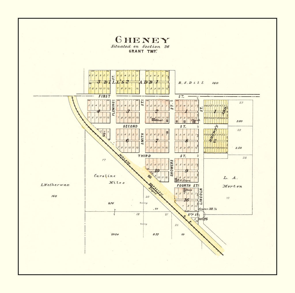 Vintage Map of Cheney, Nebraska 1903