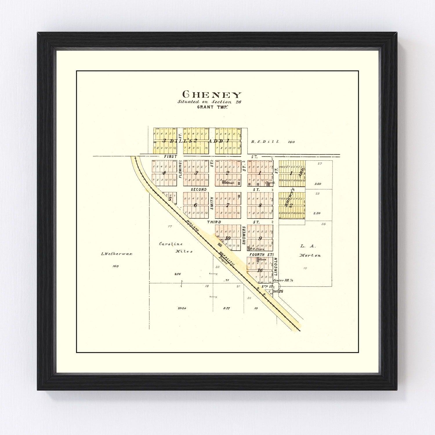Vintage Map of Cheney, Nebraska 1903