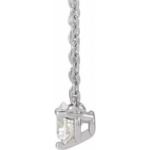 Platinum 1/5 CT Natural Diamond 3-Prong 18" Necklace