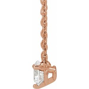 14K Rose 1/6 CT Natural Diamond 3-Prong 18" Necklace